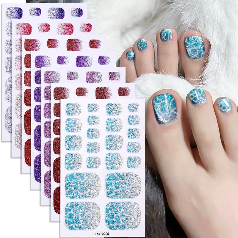 Full Cover Adhesive - Glitter Self-Adhesive Toe Nail Decals Full