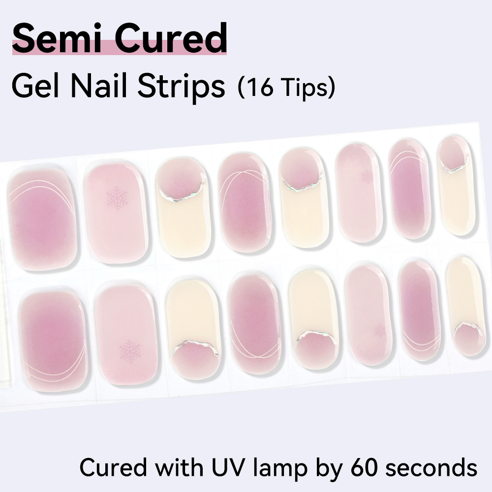 Full Cover Adhesive - 16Tips Valentine's Day Semi-Cured Gel Nail